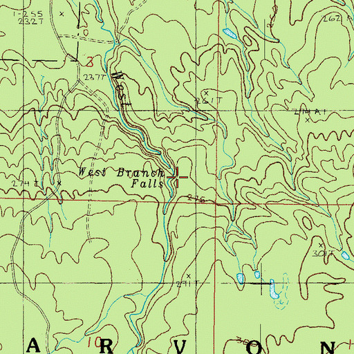 Topographic Map of West Branch Falls, MI