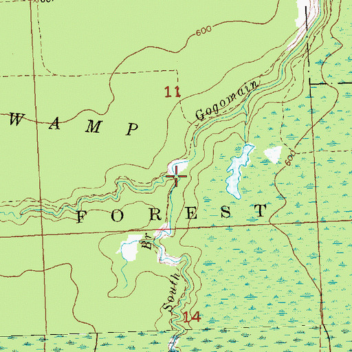 Topographic Map of West Branch Gogomain River, MI