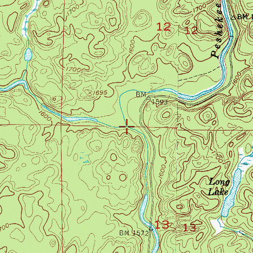 Topographic Map of West Branch Peshekee River, MI