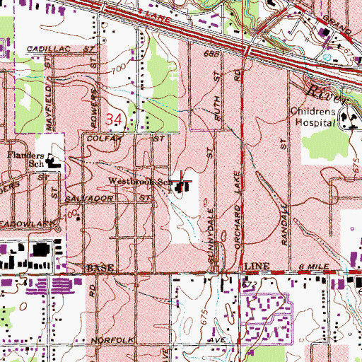 Topographic Map of Westbrook School, MI