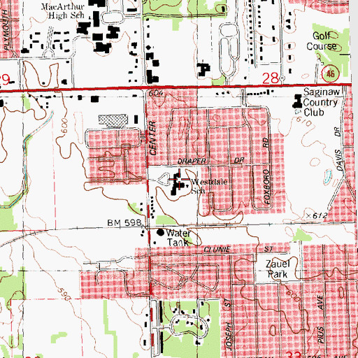 Topographic Map of Westdale School, MI