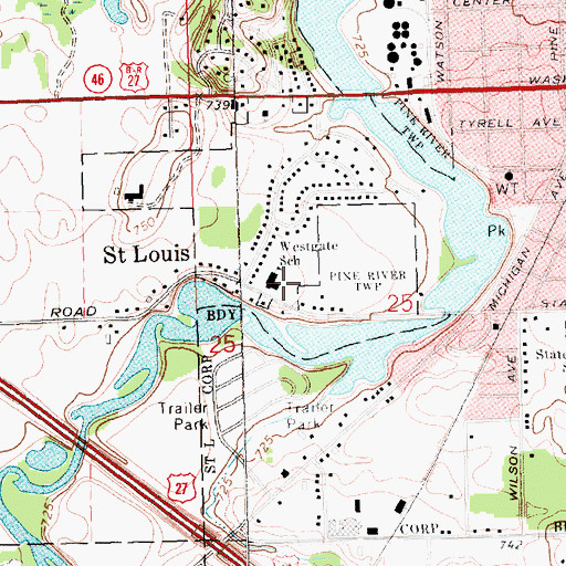 Topographic Map of Westgate School, MI
