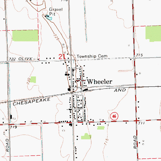 Topographic Map of Wheeler, MI