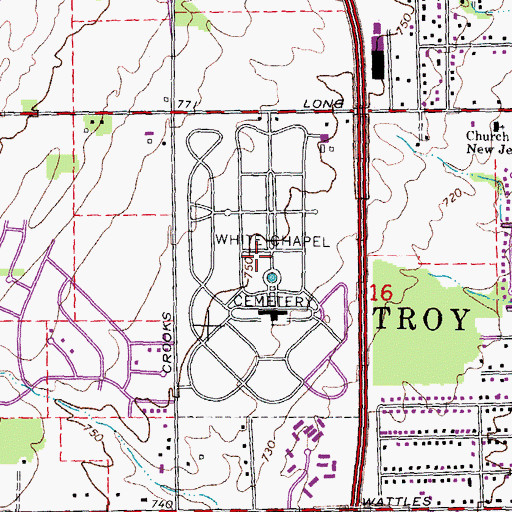 Topographic Map of White Chapel Cemetery, MI