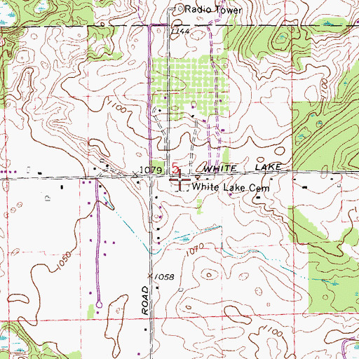Topographic Map of White Lake Cemetery, MI