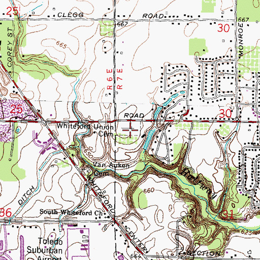 Topographic Map of Whiteford Union Cemetery, MI