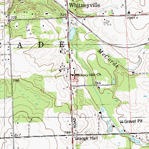Topographic Map of Whitneyville Church, MI