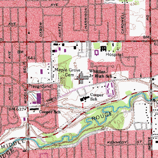 Topographic Map of Whittier Junior High School, MI