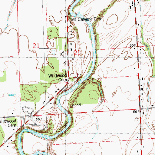 Topographic Map of Wildwood Cemetery, MI