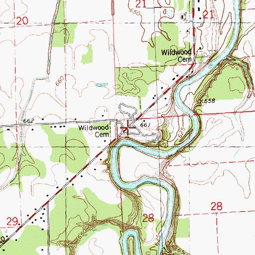 Topographic Map of Wildwood Cemetery, MI