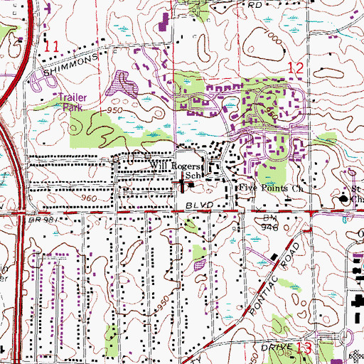 Topographic Map of Rogers Elementary School, MI