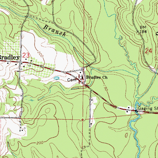 Topographic Map of Bradley Church Cemetery, AL