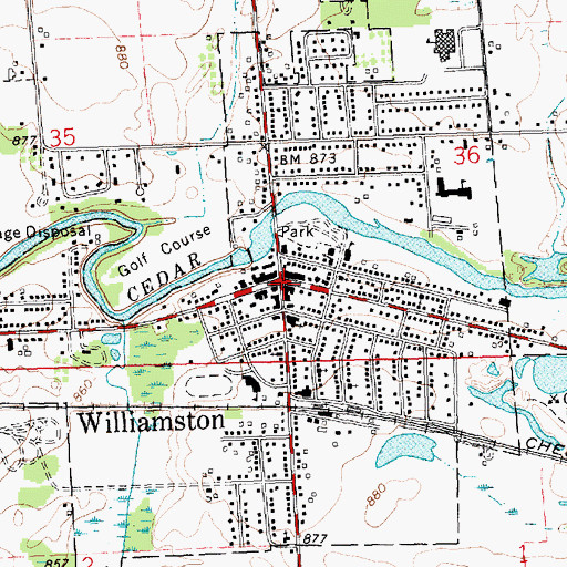 Topographic Map of Williamston, MI