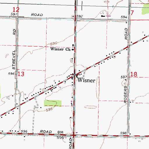 Topographic Map of Wisner, MI