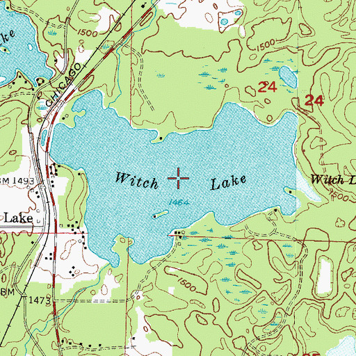 Topographic Map of Witch Lake, MI