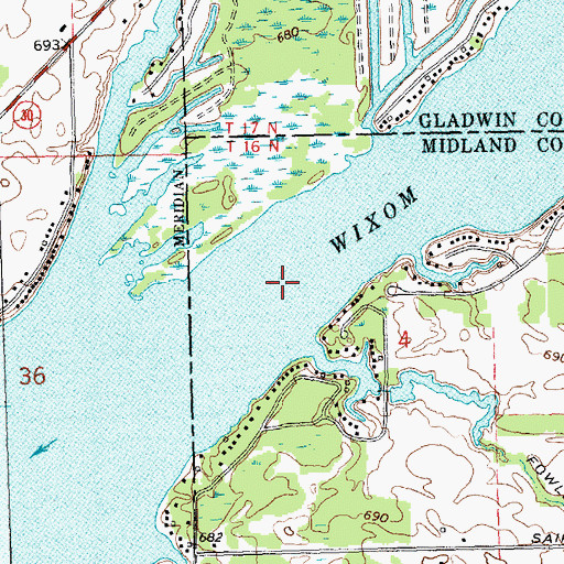 Topographic Map of Wixom Lake, MI