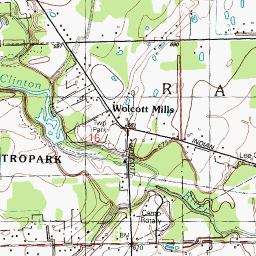 Topographic Map of Wolcott Mills, MI