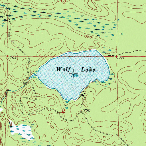 Topographic Map of Wolf Lake, MI