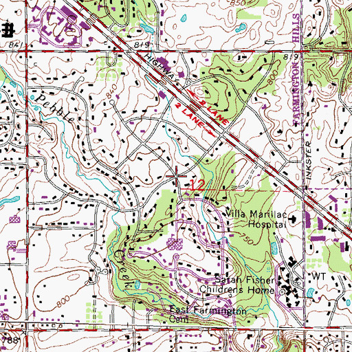 Topographic Map of Wood Creek Farms, MI