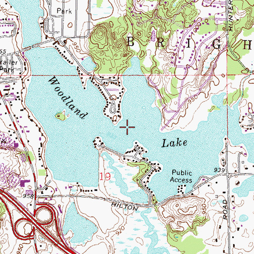 Topographic Map of Woodland Lake, MI