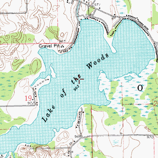 Topographic Map of Lake of the Woods, MI