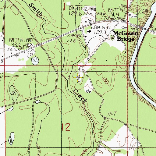 Topographic Map of McGowin Cemetery, AL