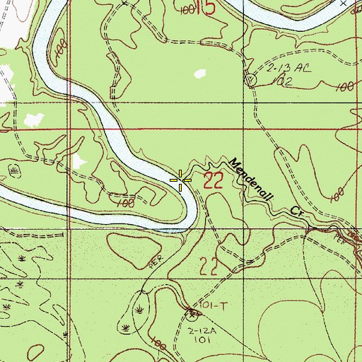 Topographic Map of Mendenhall Creek, AL