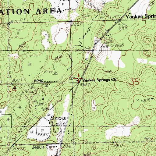 Topographic Map of Yankee Springs Church, MI