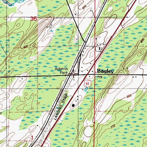 Topographic Map of Adams Park, MI