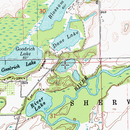 Topographic Map of Big Wells Lake, MI