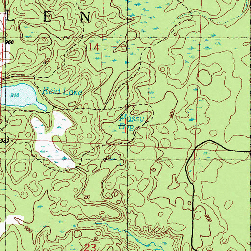 Topographic Map of Mossy Bog, MI