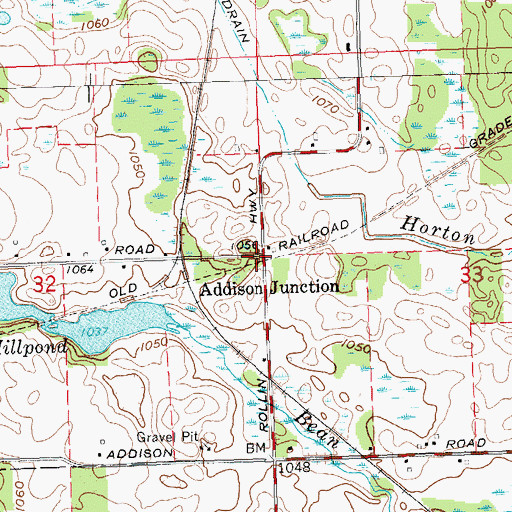 Topographic Map of Addison Junction, MI