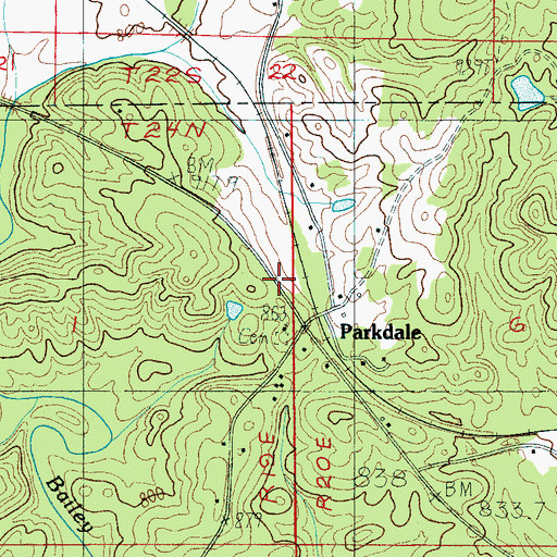 Topographic Map of Parkdale Church, AL