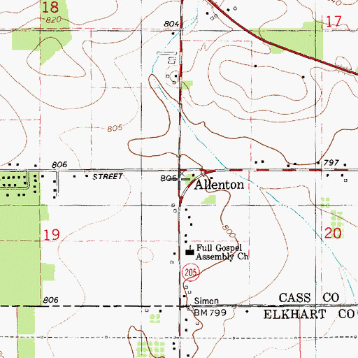 Topographic Map of Allenton, MI