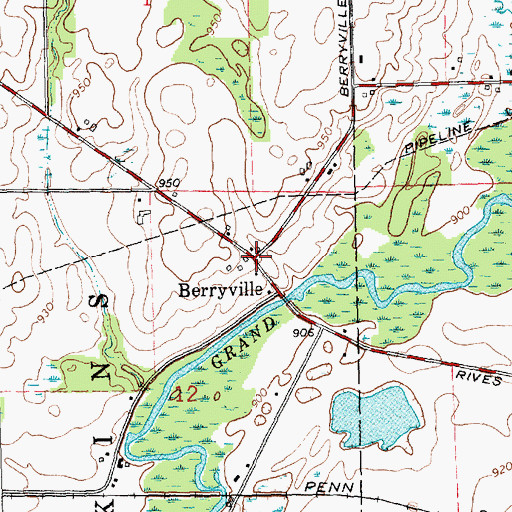 Topographic Map of Berryville, MI