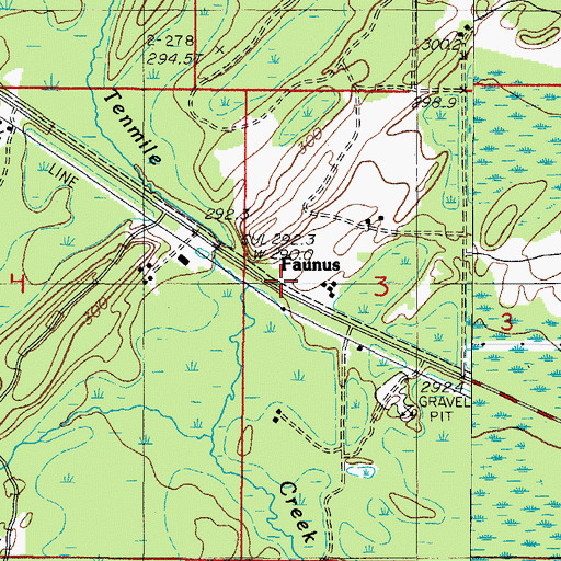 Topographic Map of Faunus, MI