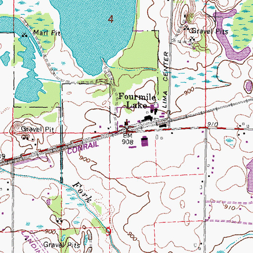 Topographic Map of Fourmile Lake, MI