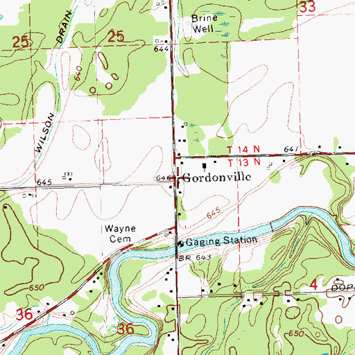 Topographic Map of Gordonville, MI