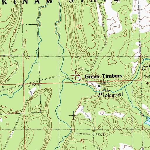 Topographic Map of Green Timbers, MI