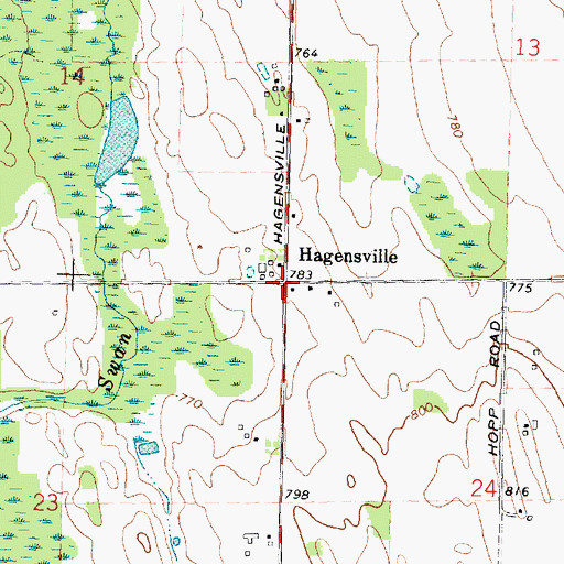 Topographic Map of Hagensville, MI