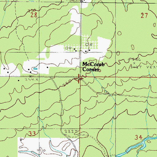 Topographic Map of McComb Corner, MI