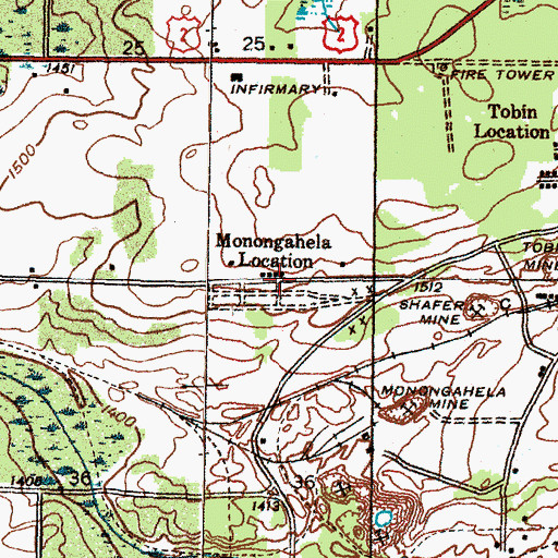 Topographic Map of Monongahela Location, MI