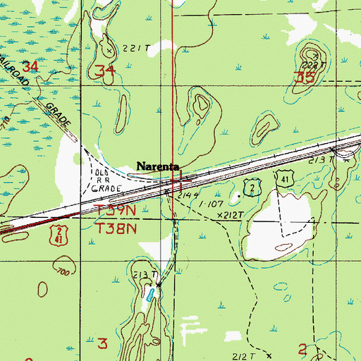 Topographic Map of Narenta, MI