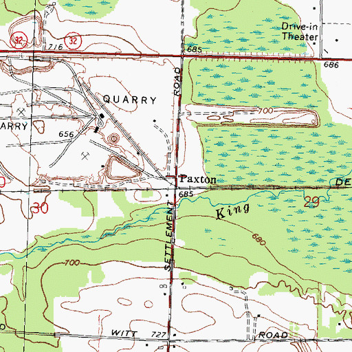 Topographic Map of Paxton, MI