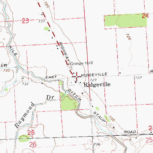 Topographic Map of Ridgeville, MI