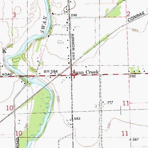 Topographic Map of Swan Creek, MI
