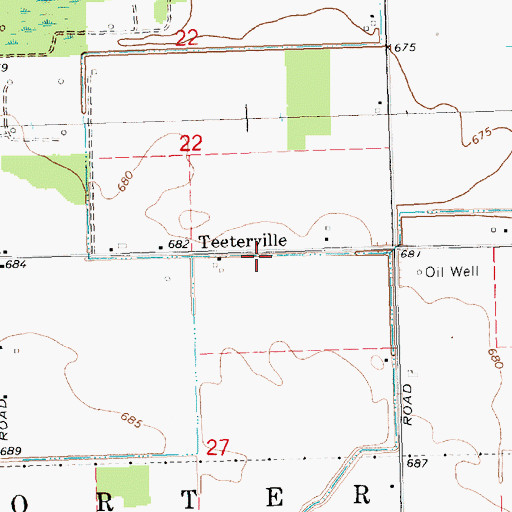 Topographic Map of Teeterville, MI