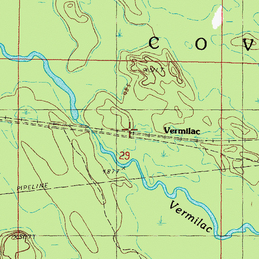 Topographic Map of Vermilac, MI