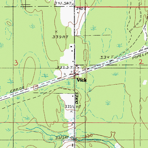 Topographic Map of Vick, MI