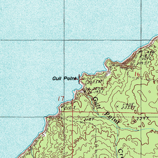 Topographic Map of Gull Point Creek, MI